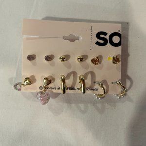 SO set of 6 earings hearts NWT